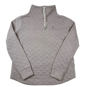 Vineyard Vines Women's Quilted Sweater Small Cowl Funnel Neck Pullover Gray